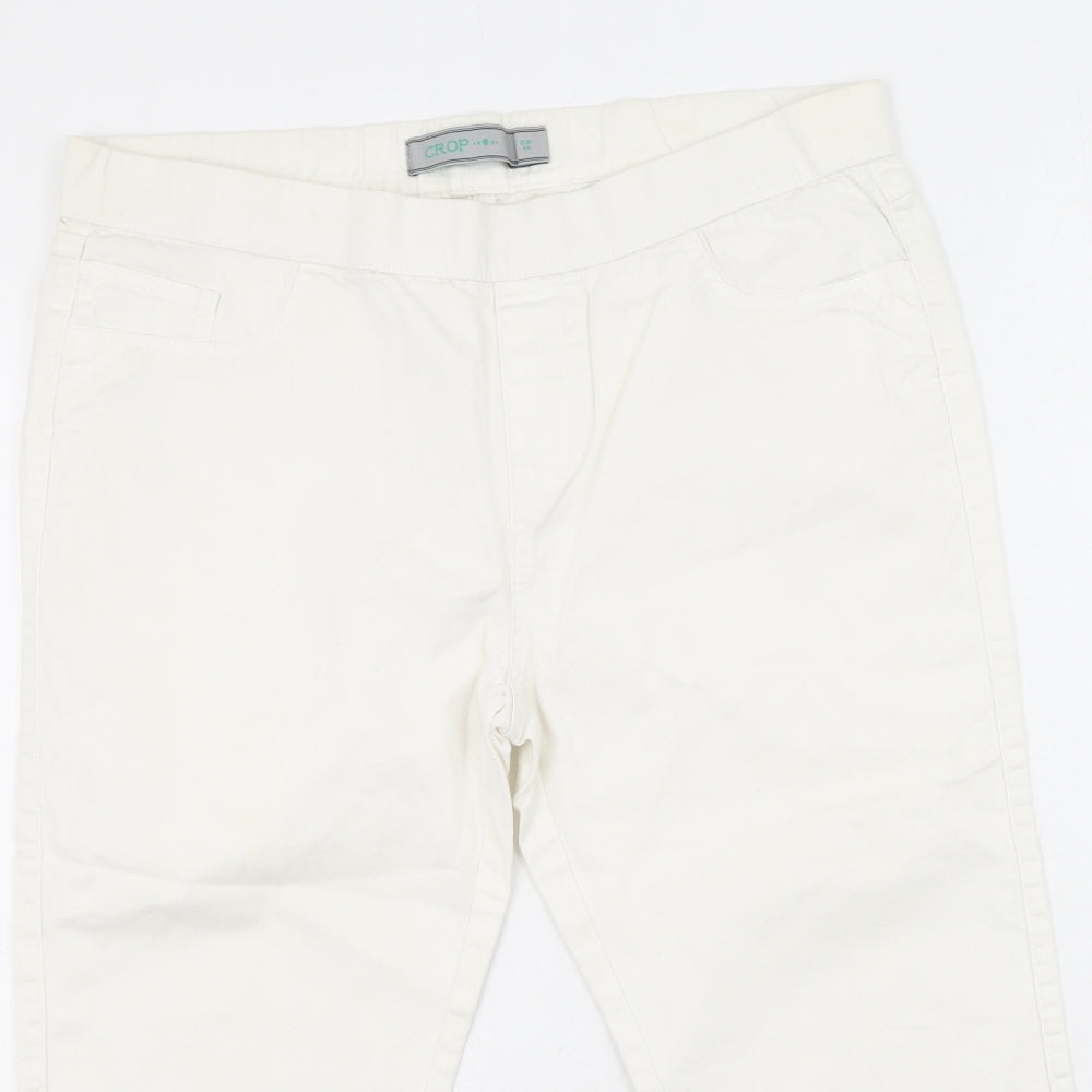 Dunnes Stores Womens White  Cotton Cropped Jeans Size 16 L25 in Regular