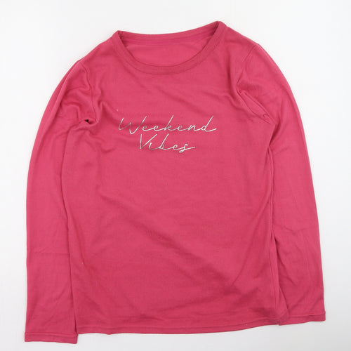 Pep & Co Womens Pink  Polyester Basic Blouse Size 8 Round Neck