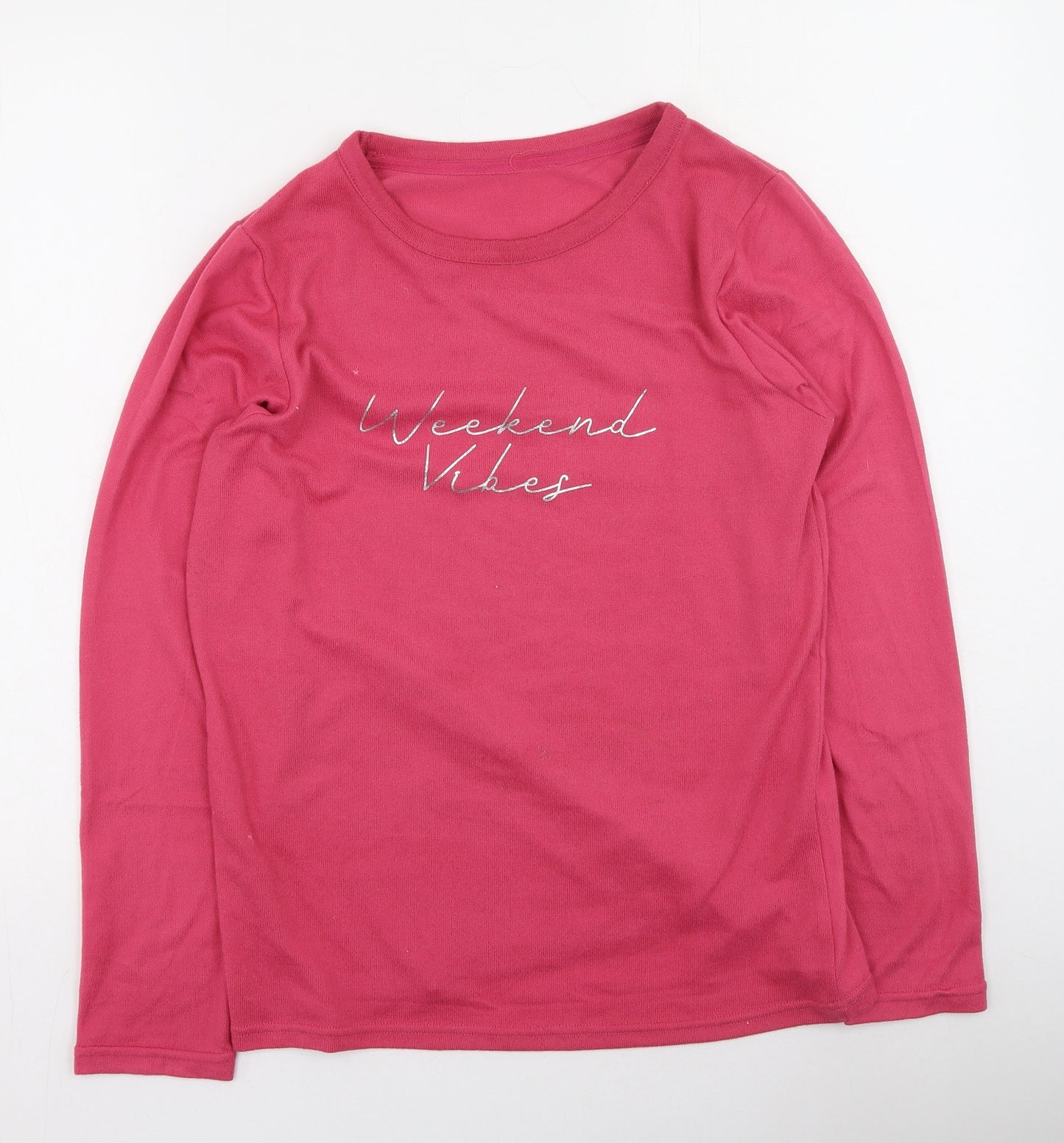 Pep & Co Womens Pink  Polyester Basic Blouse Size 8 Round Neck
