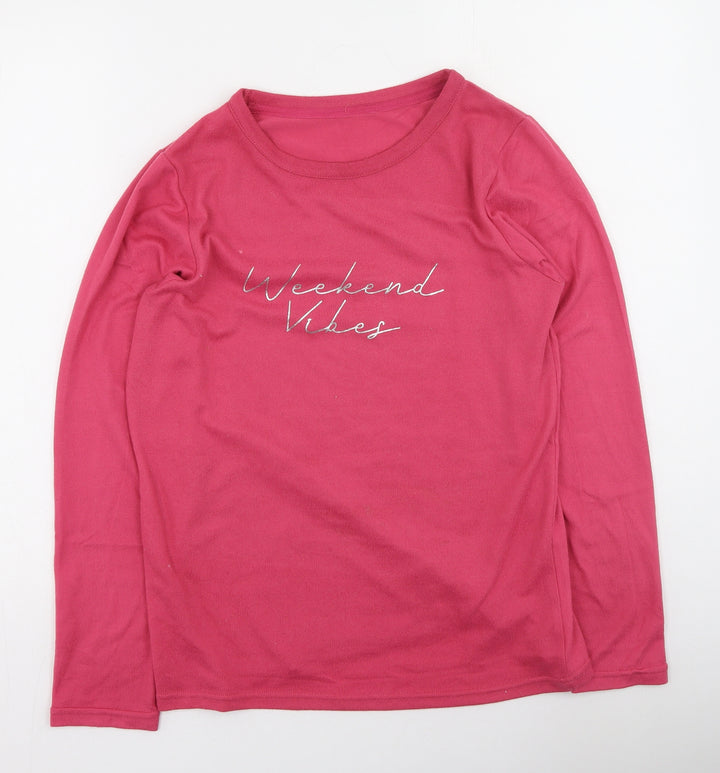 Pep & Co Womens Pink  Polyester Basic Blouse Size 8 Round Neck