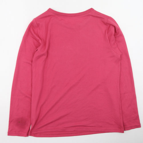 Pep & Co Womens Pink  Polyester Basic Blouse Size 8 Round Neck