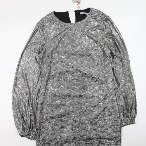 Oasis Womens Silver  Polyester Bodycon  Size L  Round Neck