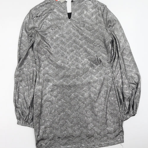 Oasis Womens Silver  Polyester Bodycon  Size L  Round Neck