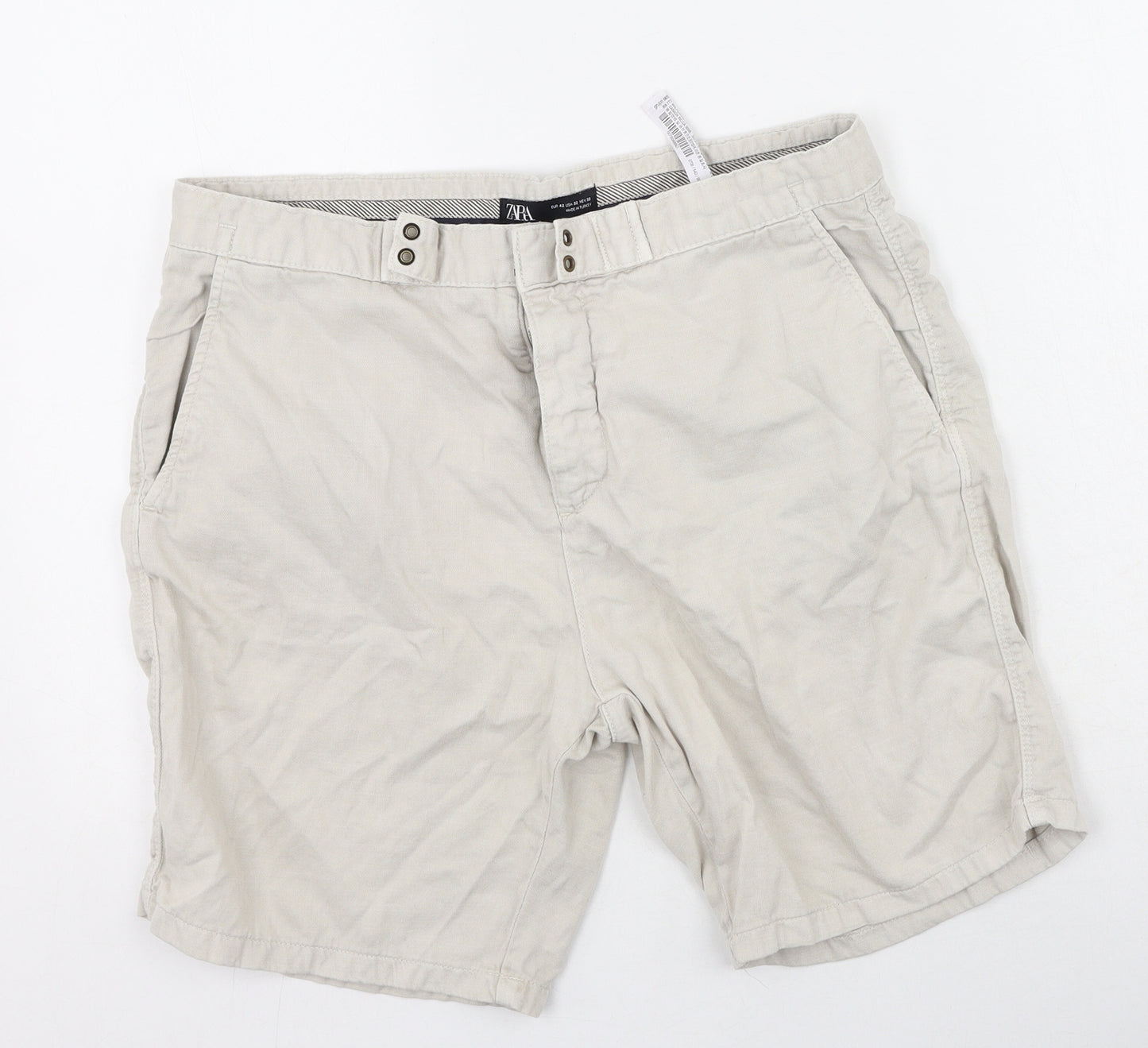 Zara Mens Beige  Cotton Chino Shorts Size 42 L7 in Regular