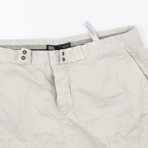 Zara Mens Beige  Cotton Chino Shorts Size 42 L7 in Regular