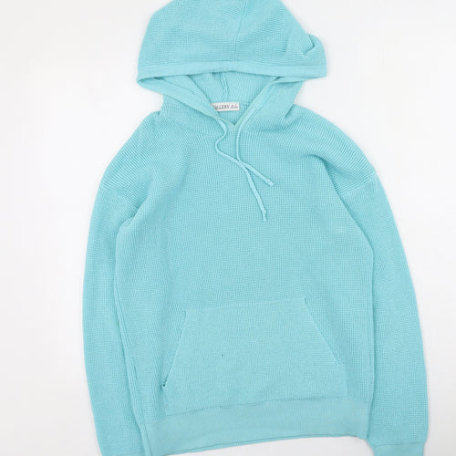 Gallery Womens Blue  Cotton Pullover Hoodie Size S