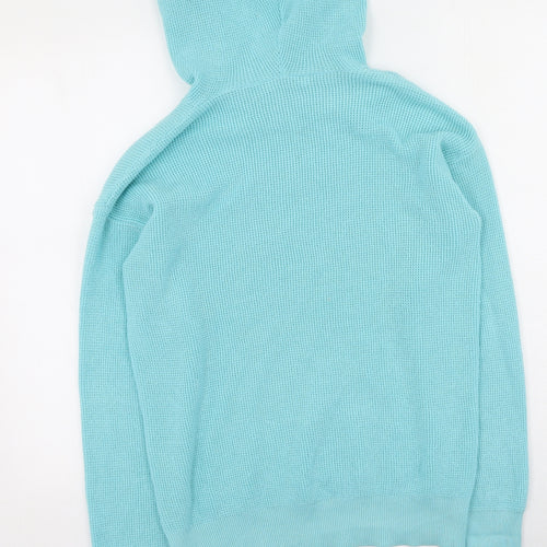 Gallery Womens Blue  Cotton Pullover Hoodie Size S