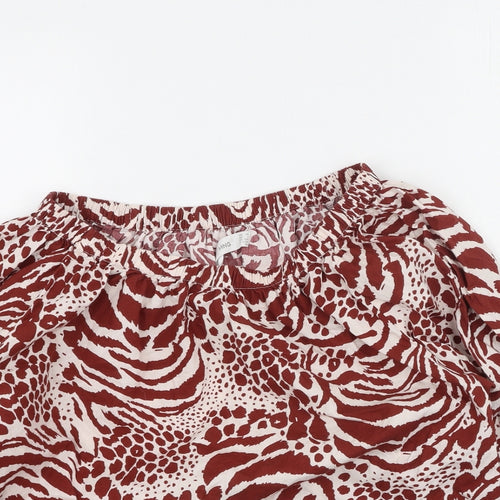 MNG Womens Multicoloured Animal Print Cotton Basic Blouse Size XS Off the Shoulder