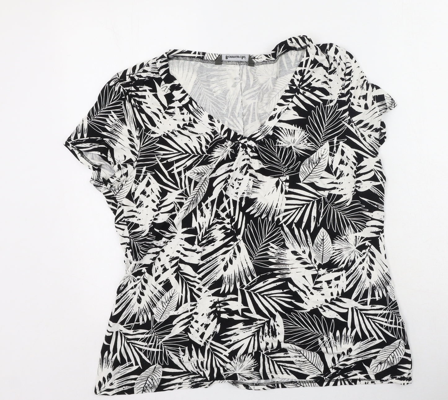 Bonmarche Womens Multicoloured Floral Viscose Basic T-Shirt Size 20 Round Neck