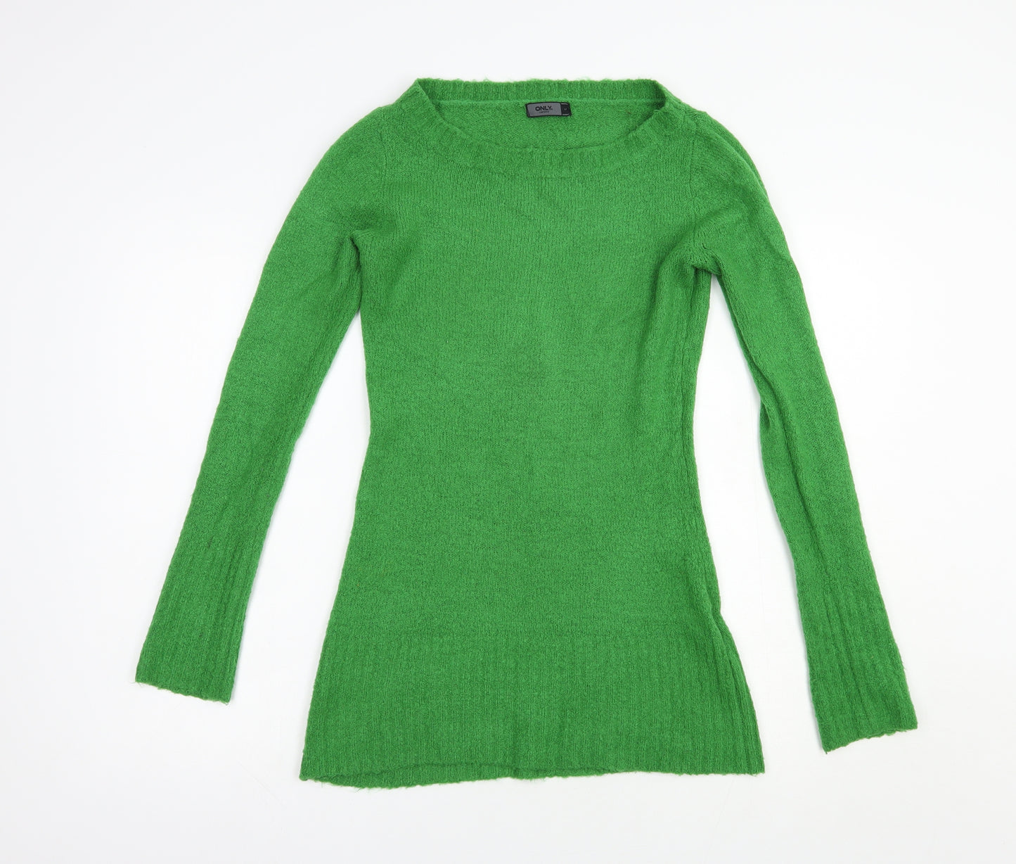 Only Womens Green Boat Neck  Acrylic Pullover Jumper Size M