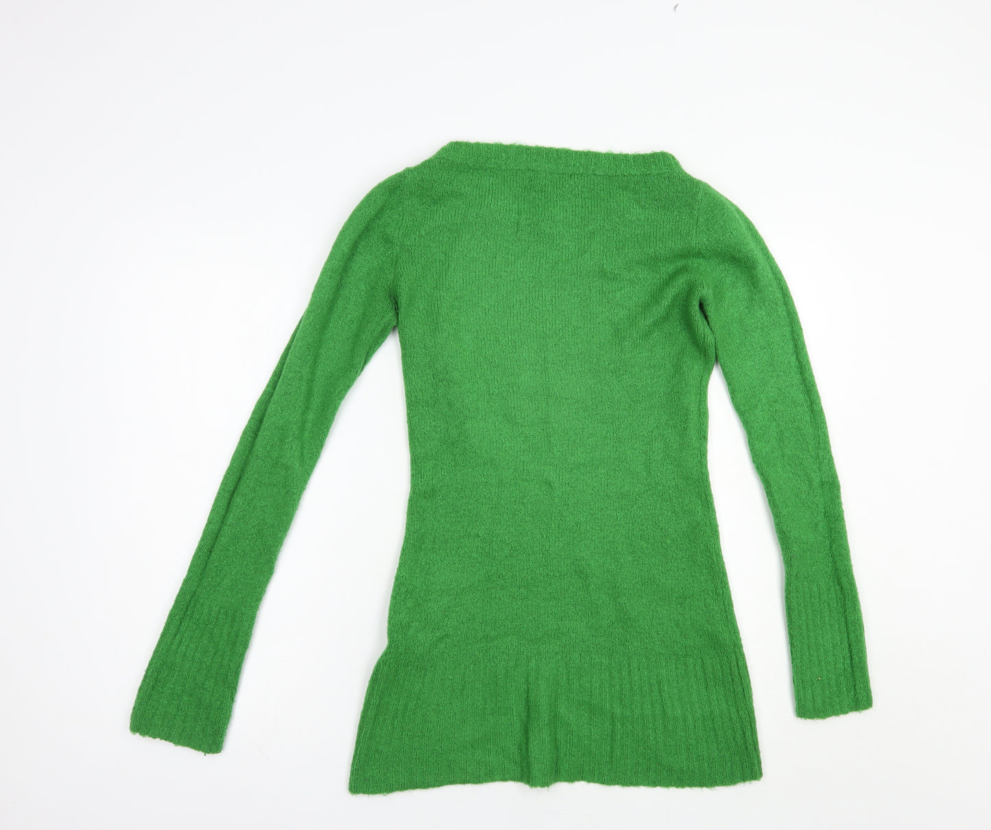 Only Womens Green Boat Neck  Acrylic Pullover Jumper Size M