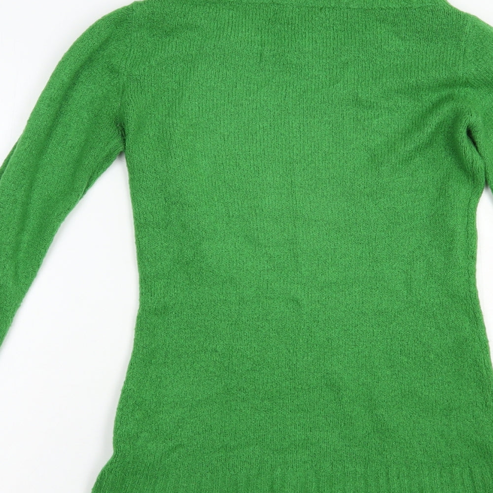 Only Womens Green Boat Neck  Acrylic Pullover Jumper Size M