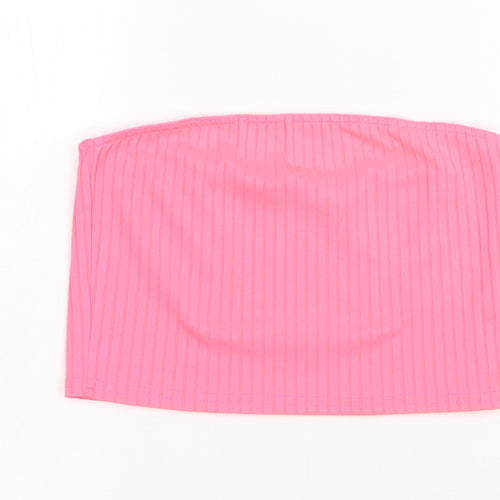 Boohoo Womens Pink  Polyester Cropped Tank Size 10 Off the Shoulder - Boob Tube