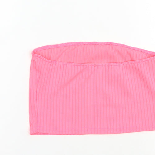Boohoo Womens Pink  Polyester Cropped Tank Size 10 Off the Shoulder - Boob Tube