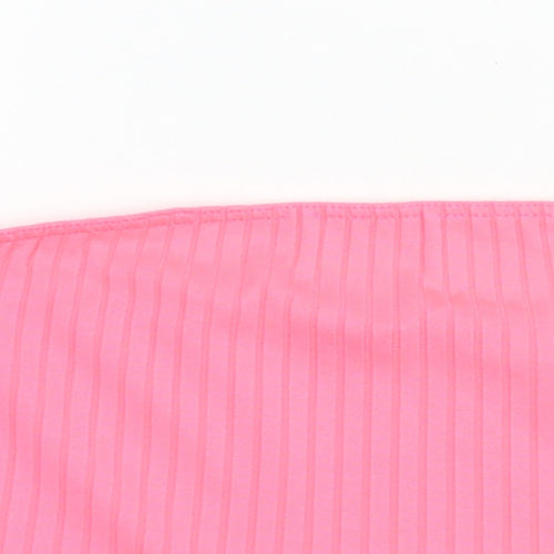 Boohoo Womens Pink  Polyester Cropped Tank Size 10 Off the Shoulder - Boob Tube