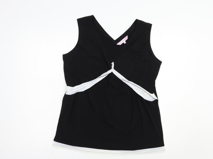 Michele Hope Womens Black Polyester Basic Tank Size 14 V-Neck