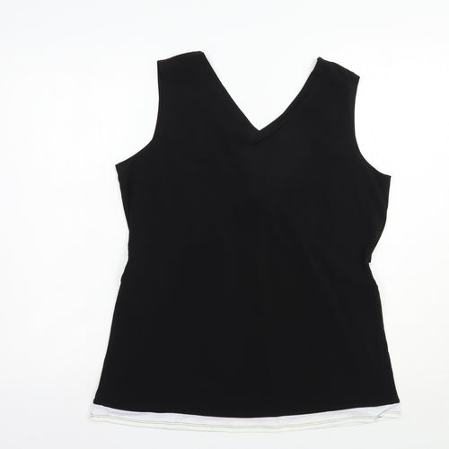 Michele Hope Womens Black  Polyester Basic Tank Size 14 V-Neck