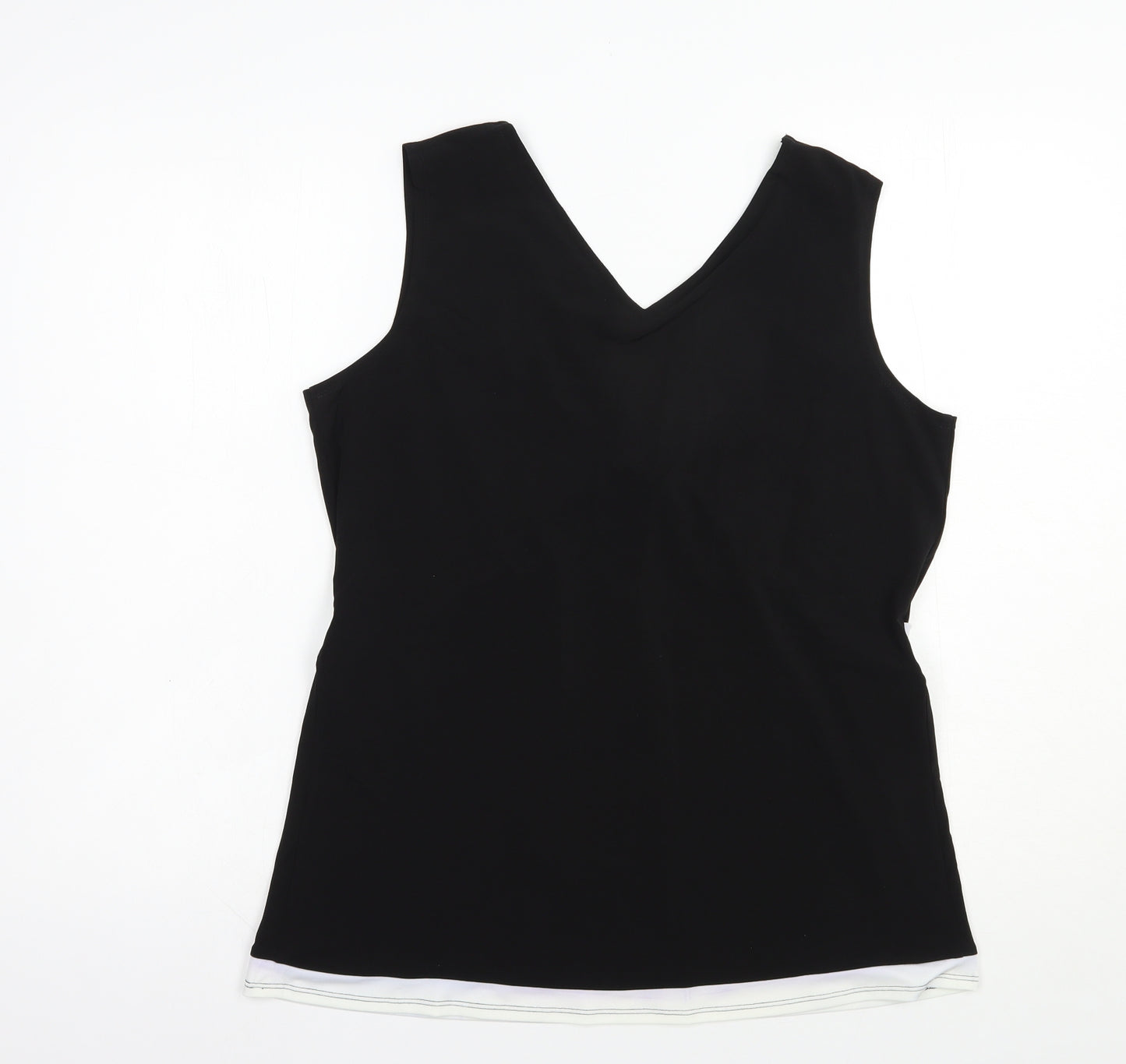 Michele Hope Womens Black  Polyester Basic Tank Size 14 V-Neck