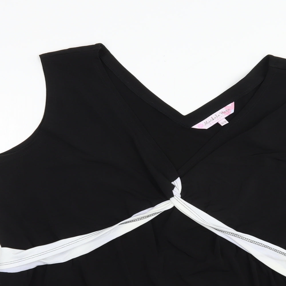 Michele Hope Womens Black  Polyester Basic Tank Size 14 V-Neck