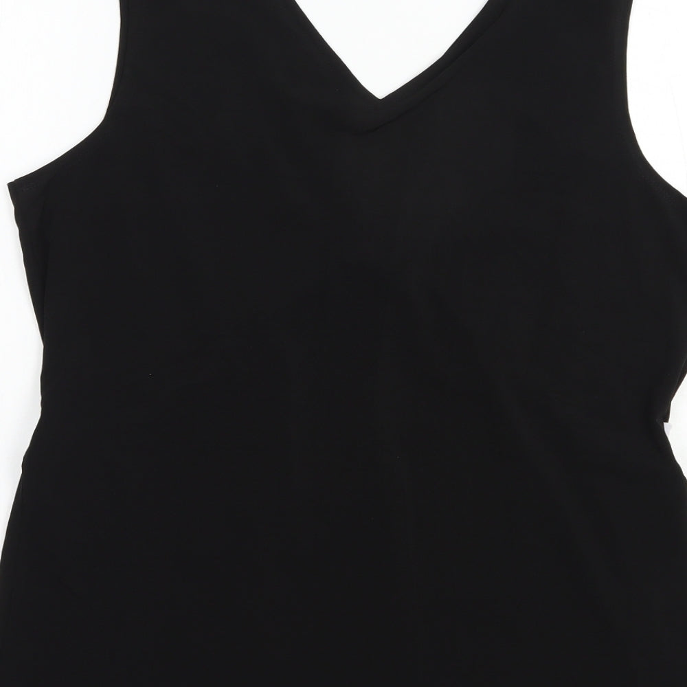 Michele Hope Womens Black  Polyester Basic Tank Size 14 V-Neck