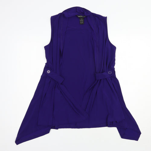 Nina Leonard Womens Purple  Polyester Basic Blouse Size L Round Neck