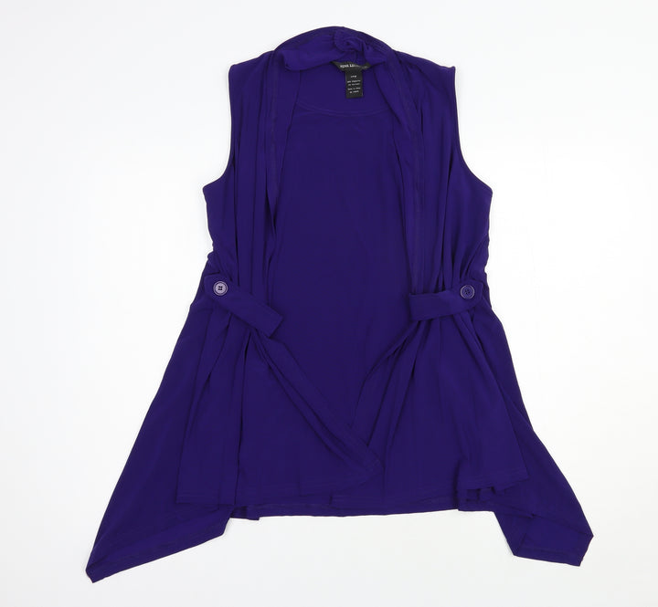 Nina Leonard Womens Purple  Polyester Basic Blouse Size L Round Neck