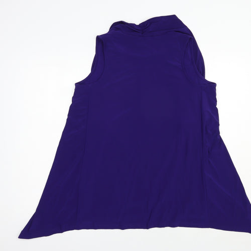 Nina Leonard Womens Purple  Polyester Basic Blouse Size L Round Neck