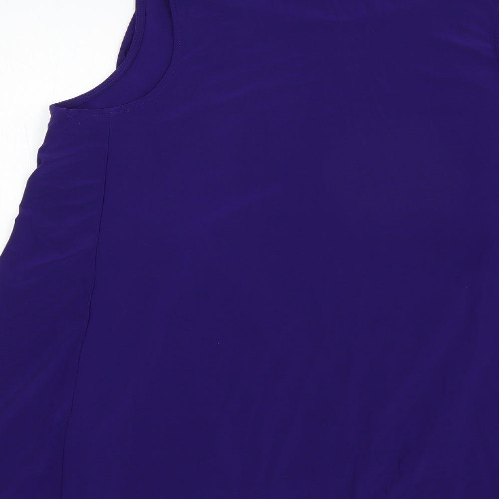 Nina Leonard Womens Purple  Polyester Basic Blouse Size L Round Neck