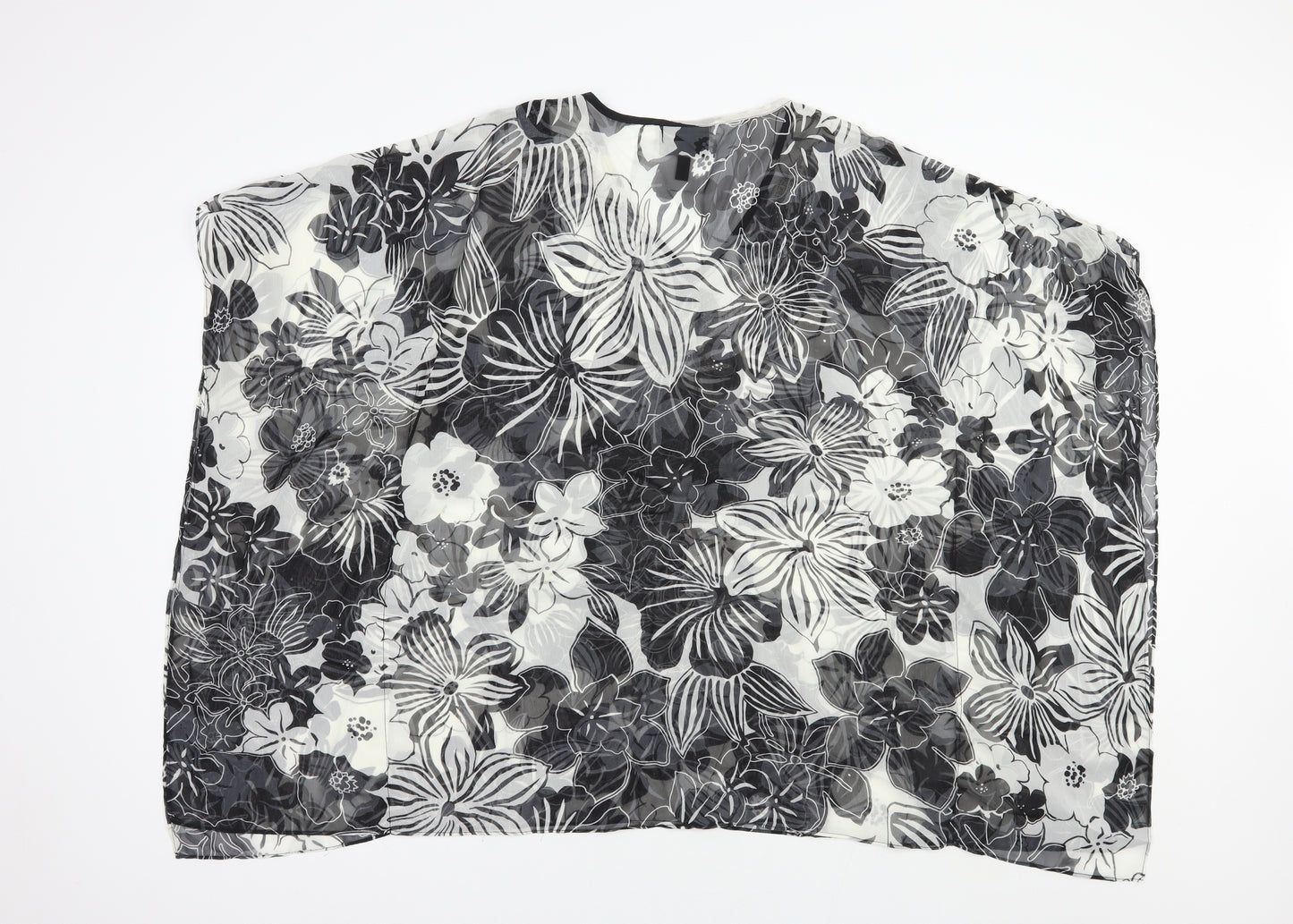 Anthony Studio Womens Black Floral Polyester Tunic Blouse Size S V-Neck - Beach Cover Up
