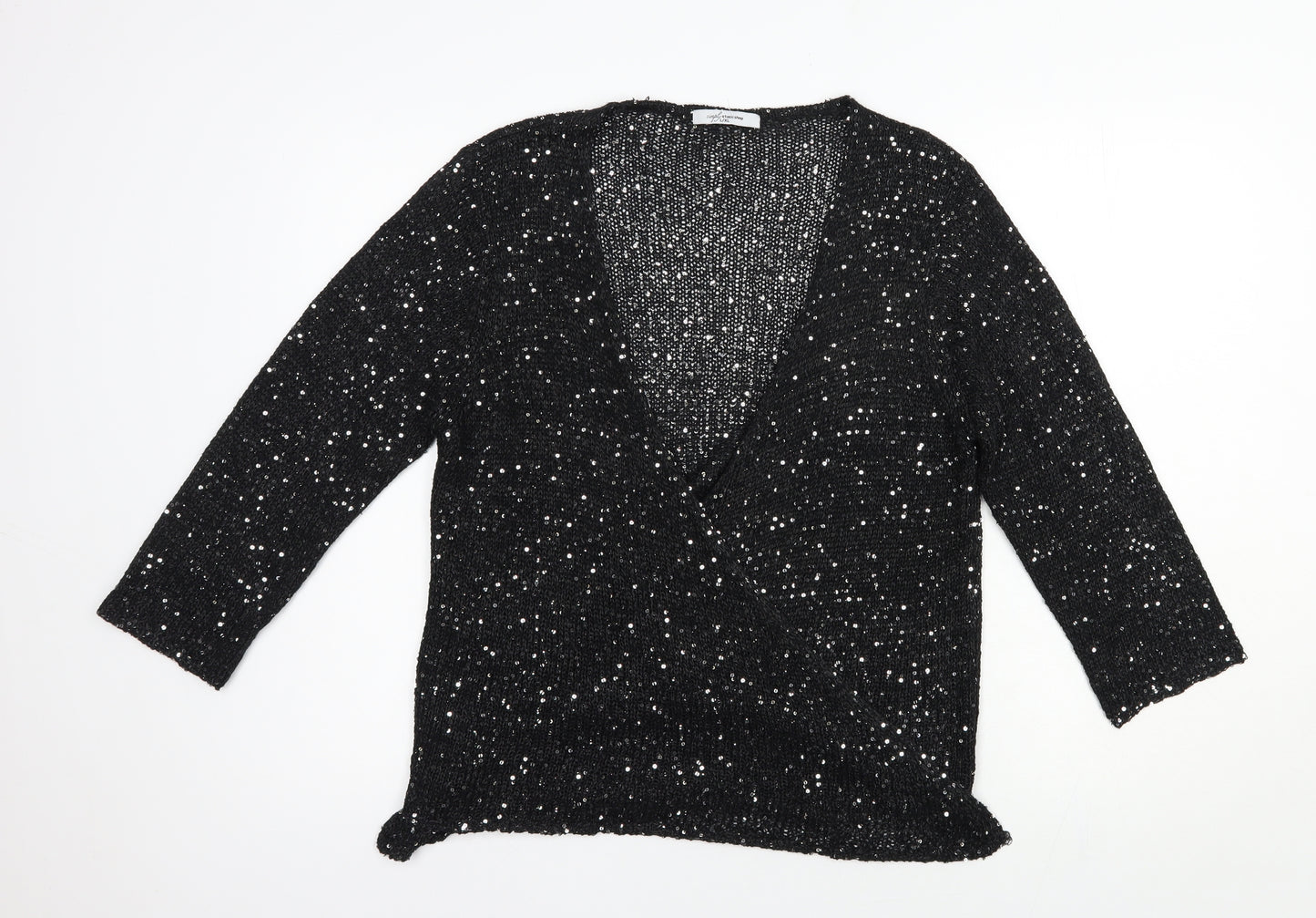 Simply Stock Shop Womens Black V-Neck  Nylon Cardigan Jumper Size L