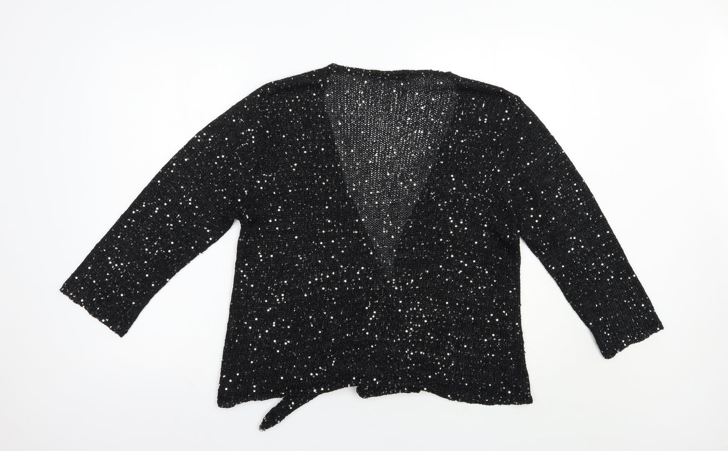 Simply Stock Shop Womens Black V-Neck  Nylon Cardigan Jumper Size L