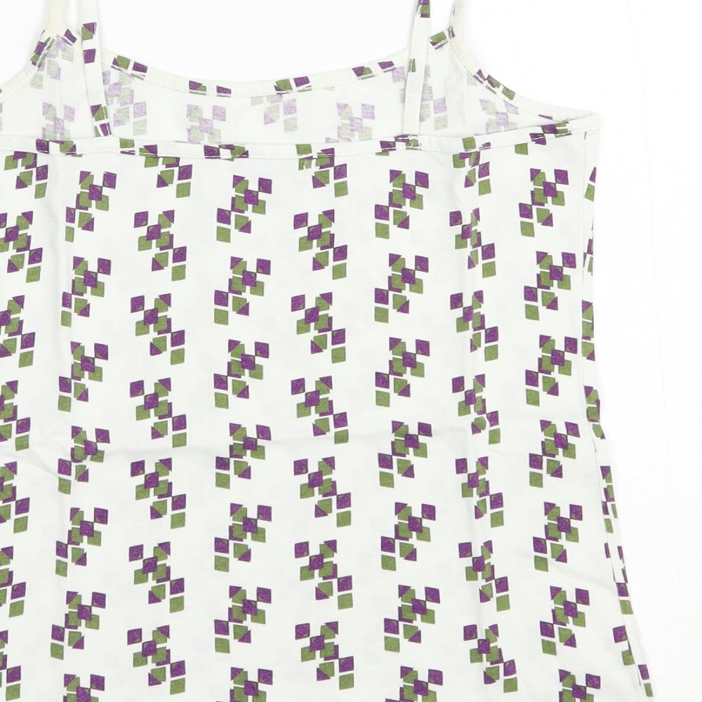Chill Out Womens White Geometric Cotton Camisole Blouse Size S Round Neck