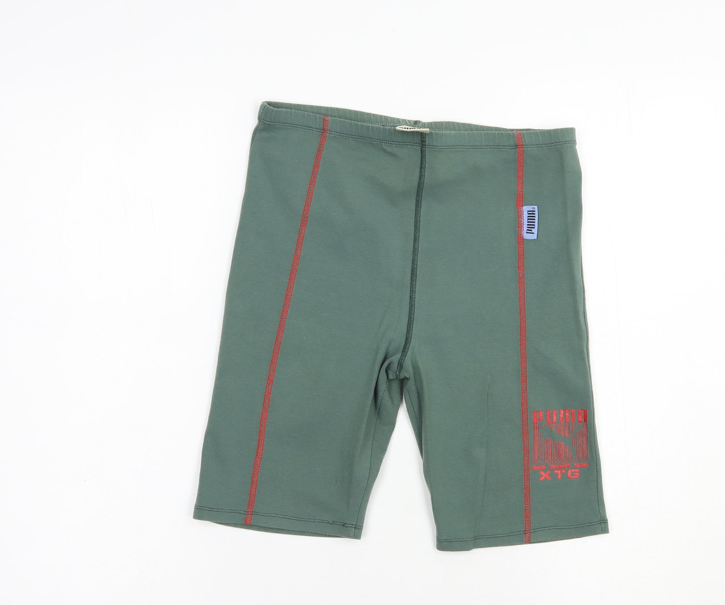 PUMA Womens Green  Cotton Compression Shorts Size M L9 in Regular