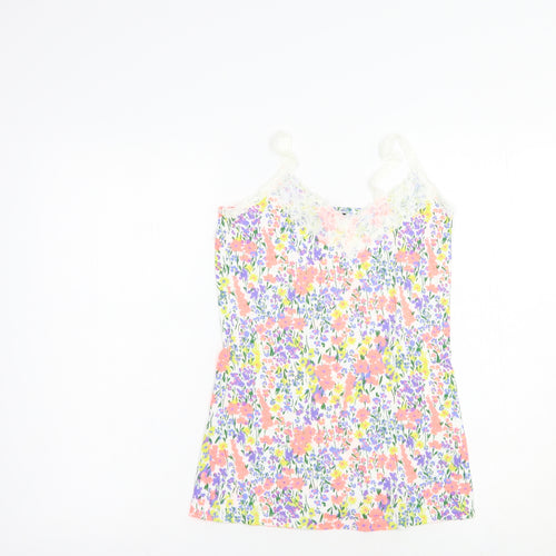 F&F Womens Multicoloured Floral Cotton Camisole Blouse Size 8 V-Neck - Lace Detail