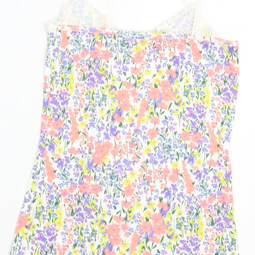 F&F Womens Multicoloured Floral Cotton Camisole Blouse Size 8 V-Neck - Lace Detail