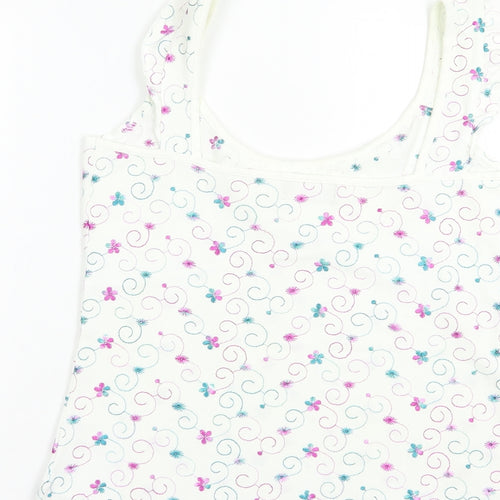 Per Una Womens White Floral Cotton Camisole Blouse Size 10 Scoop Neck