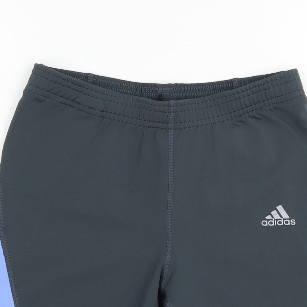 adidas Womens Grey Colourblock Polyester Compression Shorts Size S L6 in Regular