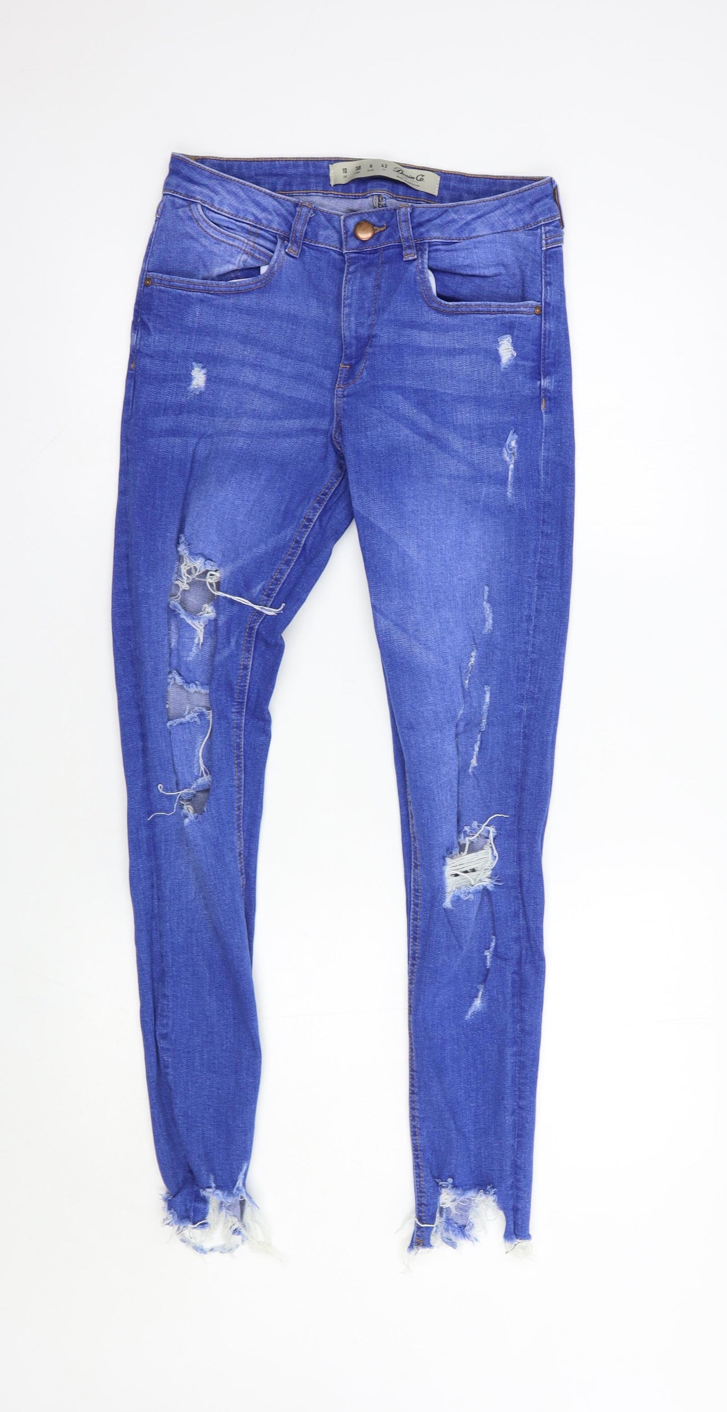 Denim Co. Womens Blue  Cotton Skinny Jeans Size 10 L29 in Regular Button