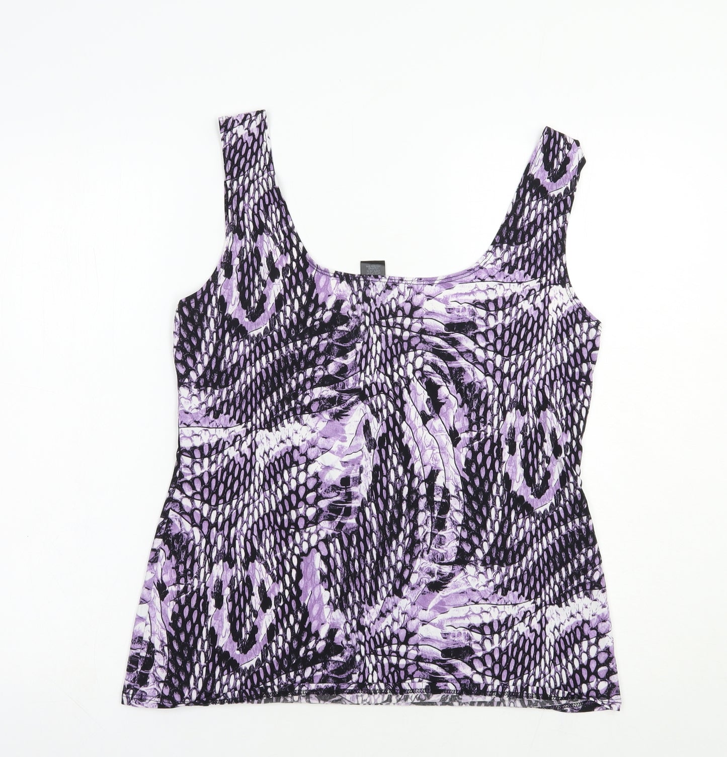Attitudes Womens Purple Animal Print Polyester Basic Tank Size M Scoop Neck