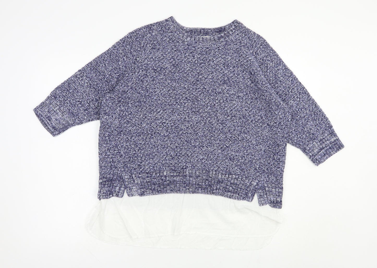 TU Womens Blue Crew Neck  Cotton Pullover Jumper Size 18