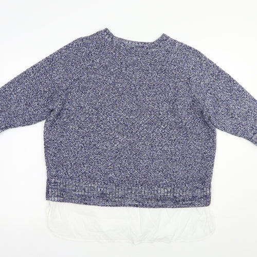 TU Womens Blue Crew Neck  Cotton Pullover Jumper Size 18