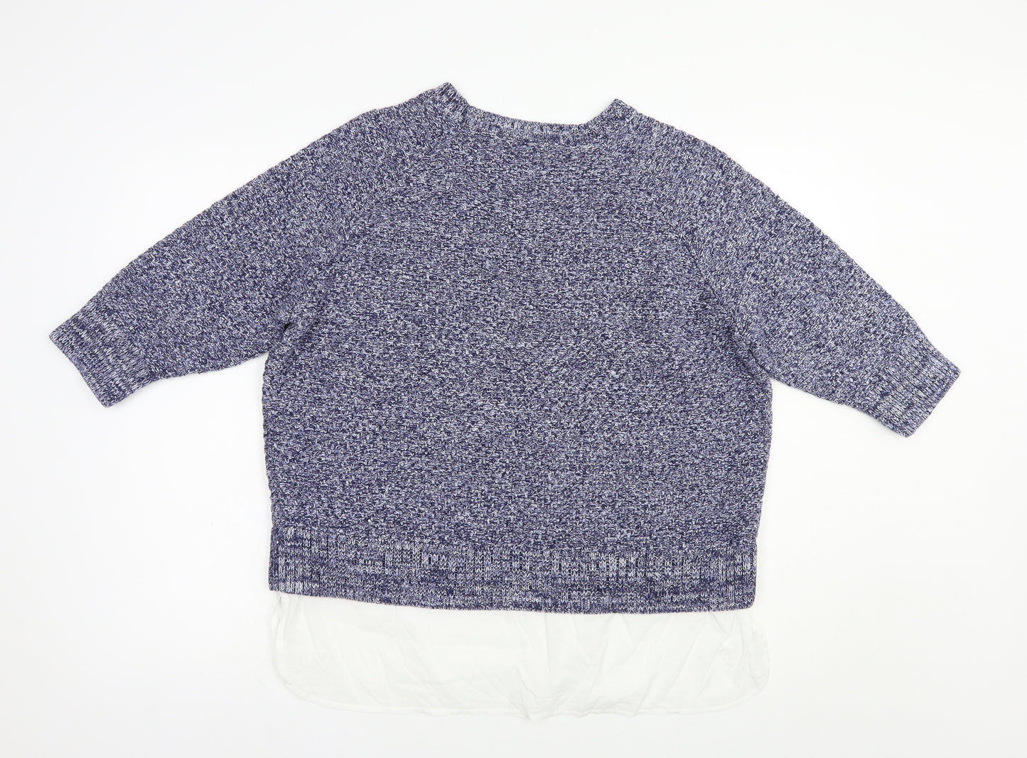 TU Womens Blue Crew Neck  Cotton Pullover Jumper Size 18