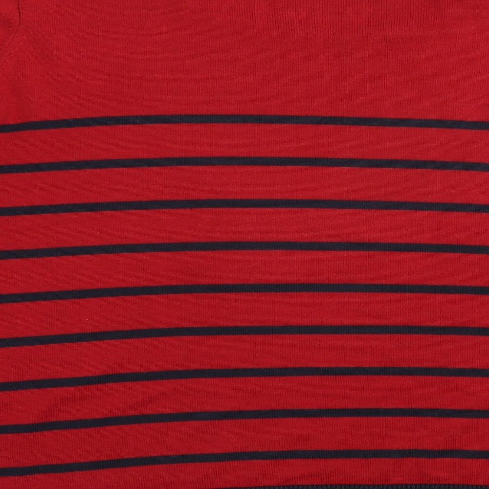 Marks and Spencer Womens Red Crew Neck Striped Acrylic Pullover Jumper Size 24   - Bow