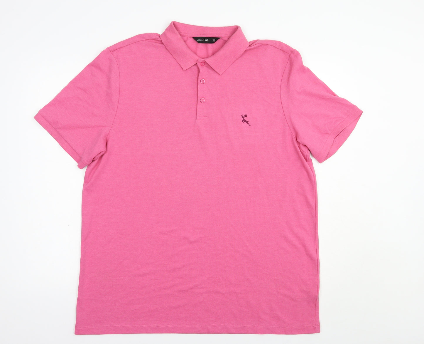 F&F Mens Pink  Cotton  Polo Size XL Collared Button
