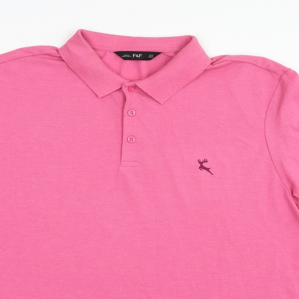 F&F Mens Pink  Cotton  Polo Size XL Collared Button