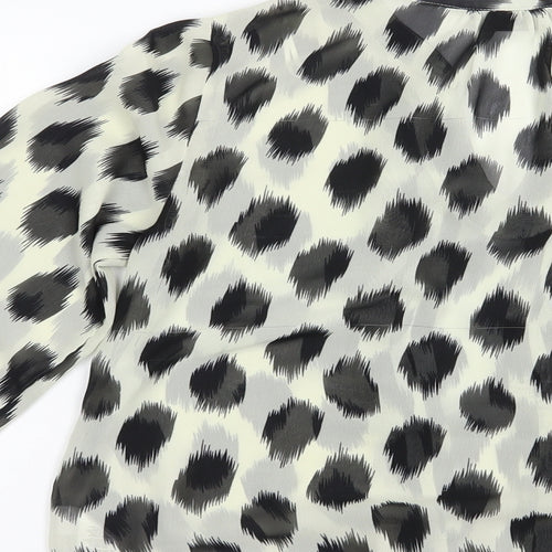 Wallis Womens Ivory Animal Print Polyester Basic Blouse Size S V-Neck