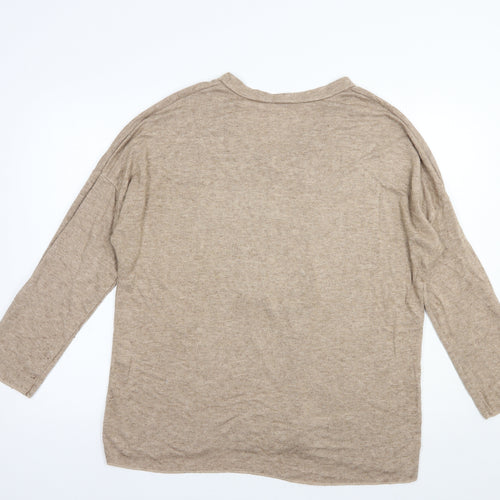 Made in Italy Womens Beige V-Neck  Viscose Pullover Jumper Size L   - Cats