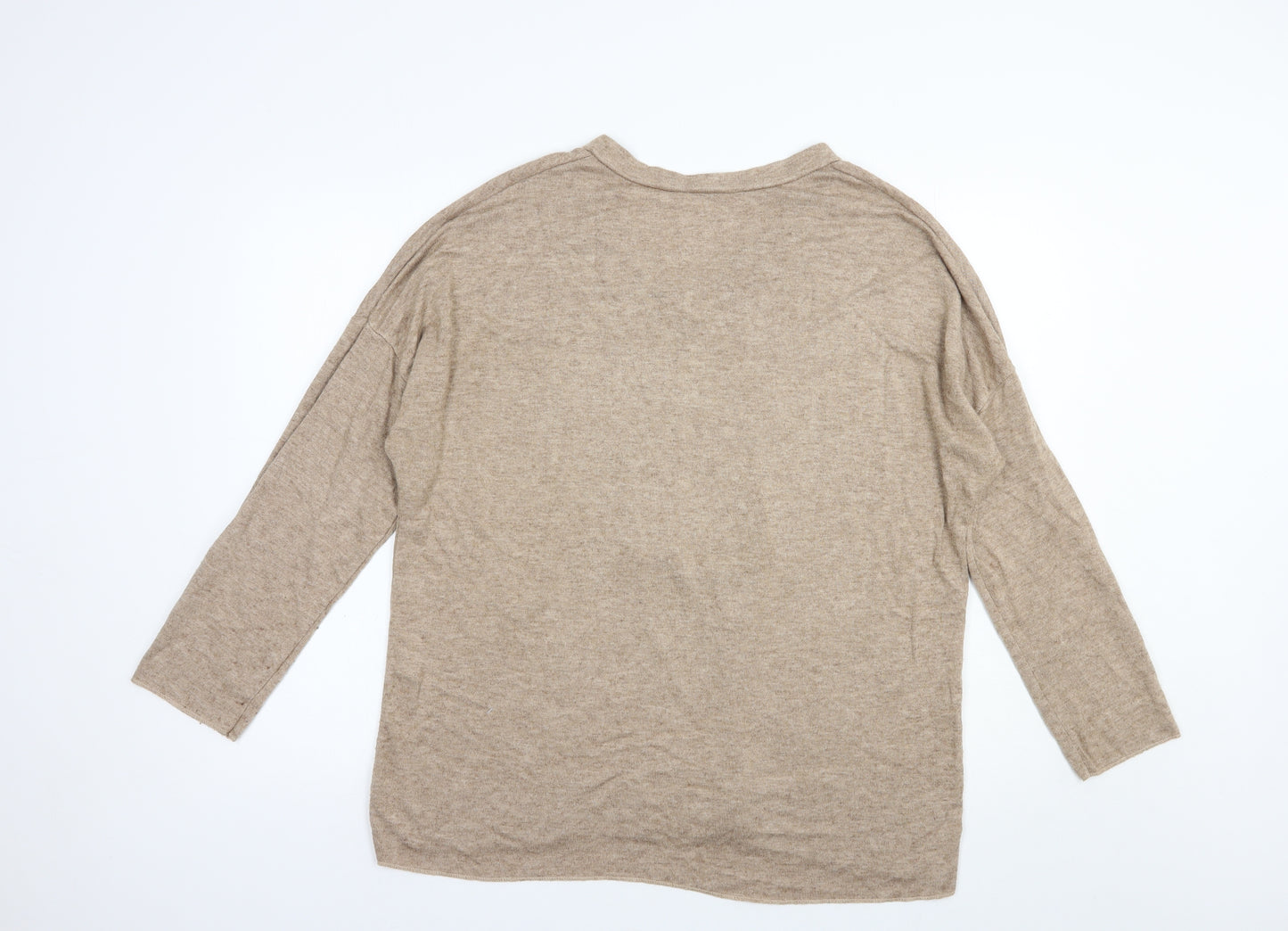 Made in Italy Womens Beige V-Neck  Viscose Pullover Jumper Size L   - Cats