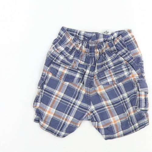 George Boys Blue Plaid Cotton Cargo Shorts Size 2 Years  Regular Drawstring