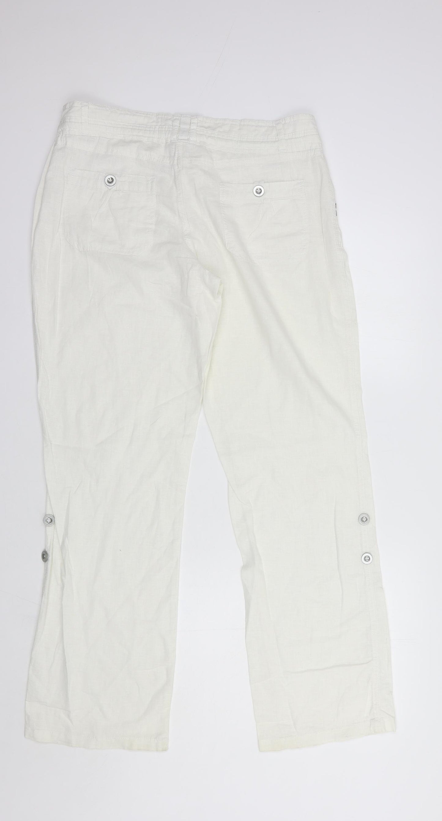 Primark Womens White  Viscose Trousers  Size 10 L32 in Regular Button